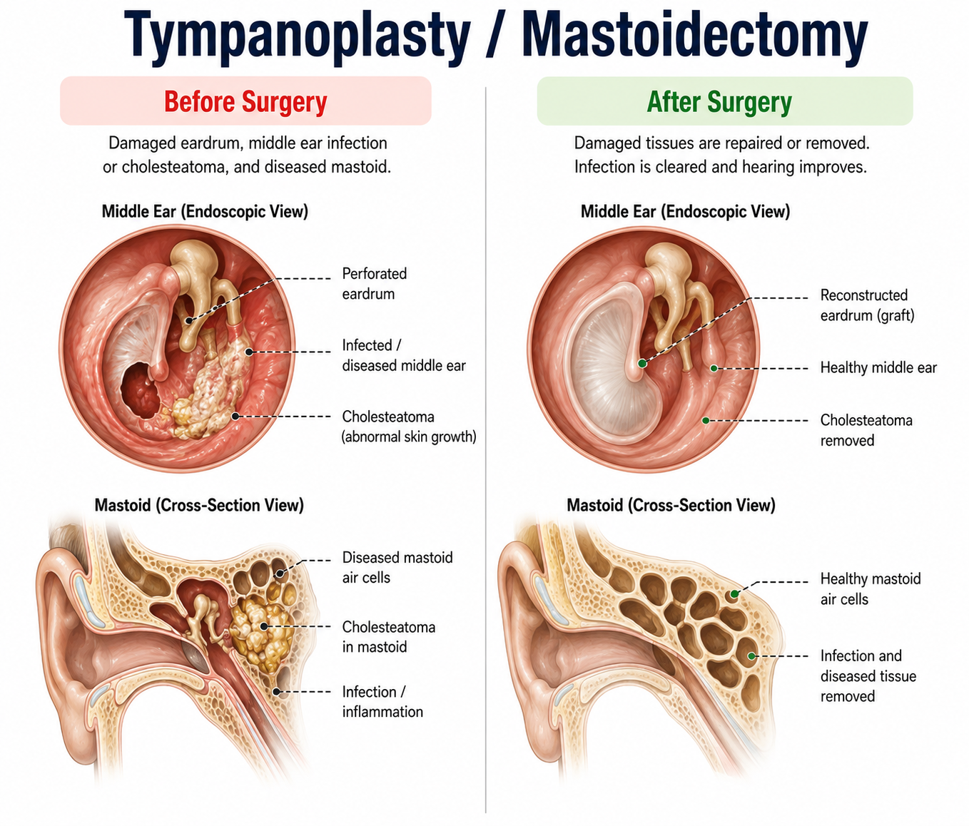 Tympanoplasty / Mastoidectomy — anatomy diagram
